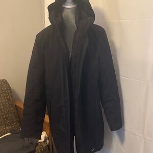 Lands End Woman L 14-16 Black Hooded Jacket